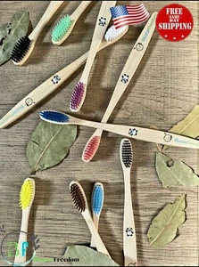 BlustarFreedom 10 Pack Multicolor Bamboo Soft Bristle Toothbrushes - Picture 1 of 8