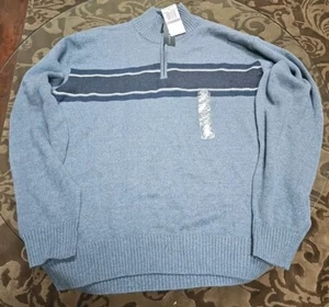 Maglione uomo nuovo con etichetta taglia XXL blu quarto zip pullover prezzo al pubblico $80 - Foto 1 di 8