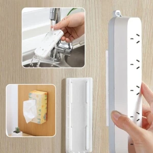 Self Adhesive Power Board Wall Mount Brackets Holder Fixer Reusable No Drill - Picture 1 of 2