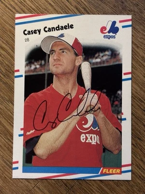 1988 Fleer #181 Casey Candaele Signed Auto Montreal Expos MLB Baseball - Image 1 of 2