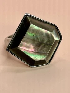 HONORA Stainless Steel Collection Black Mother of Pearl Statement Ring 8 1/2 - Picture 1 of 15