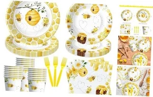 Bee Baby Shower Decorations Paper Plates And Napkins Party Supplies - Bee - Picture 1 of 8