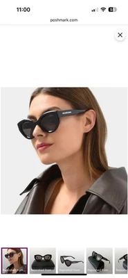 Balenciaga Sun Glasses Black with White Logo BB0073S - Image 1 of 4