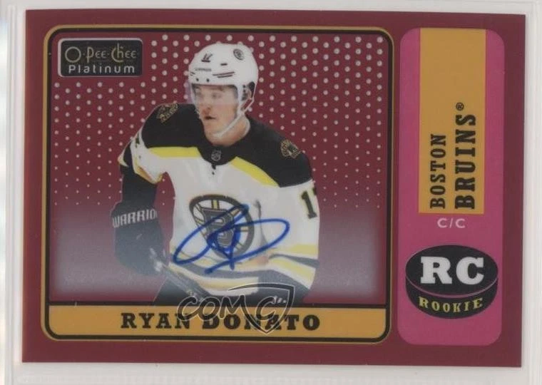 2018-19 O-Pee-Chee Platinum Retro Red Rainbow Ryan Donato #R-75 Rookie Auto RC - Image 1 of 2