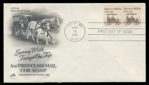 SCOTT #1907 18c SURREY, PLATE #6, PAIR FDC - ARTCRAFT - Picture 1 of 2