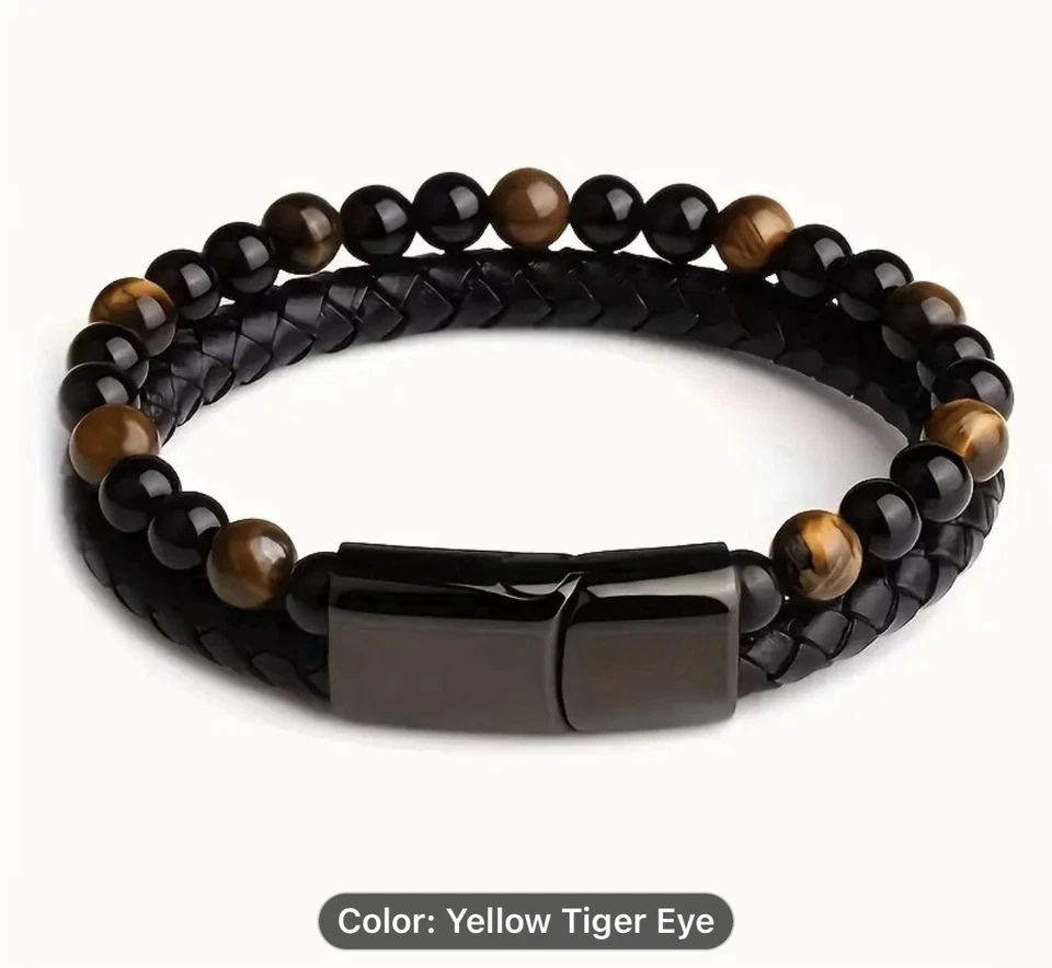 A Simple Layer Faux Leather Bracelet Suitable for Men'S Everyday Wear. - Image 1 of 1