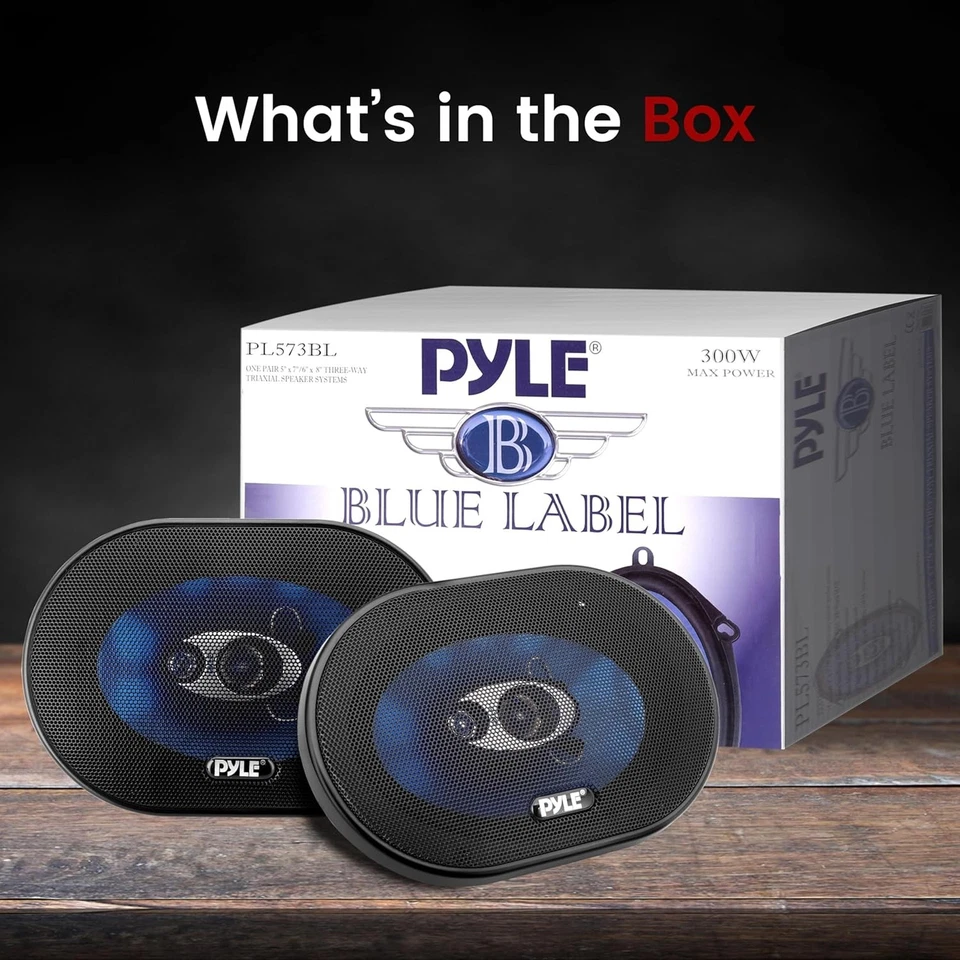 Altavoces de coche Pyle 6x9 4 vías 500 W audio de rango completo con tweeters piezoeléctricos - par azul Foto 1 de 4