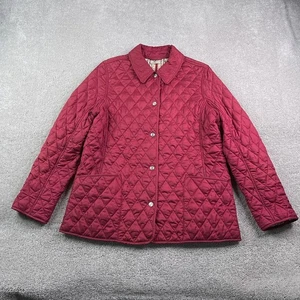 LL Bean Jacket Womens Medium Red Quilted Equestrian Riding Snap Front Coat - Picture 1 of 11