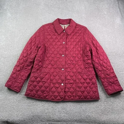 LL Bean Jacket Womens Medium Red Quilted Equestrian Riding Snap Front Coat - Image 1 of 4