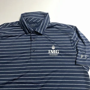 Camisa IMG Academy Under Armour Performance Polo Azul Marino Gris Rayas SS Para Hombres XL - Imagen 1 de 8
