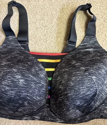 Sujetador deportivo Livi 42DDD negro convertible arco iris sin cables cierre trasero carril Bryant Foto 1 de 4