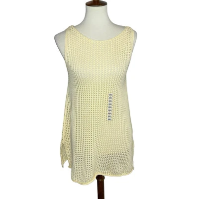 NUEVO Jeanne Pierre Túnica Tejida Cubrir Amarillo Top Tejido Algodón Mujer’s Pequeña Nueva con Etiquetas Foto 1 de 4