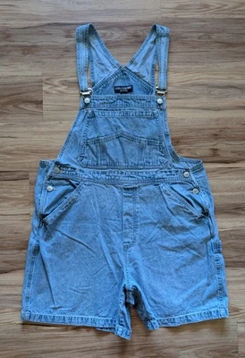 Vintage Denim Shortalls Womens XL Blue Jean Light Wash Carpenter Cottagecore Y2K - Image 1 of 4