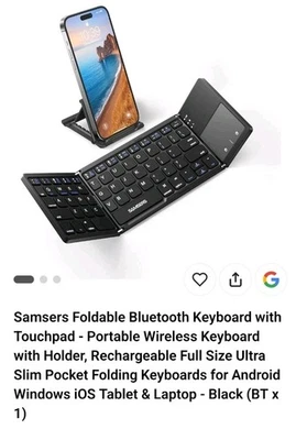 Mini Folding Wireless Bluetooth Keyboard With Touchpad for Laptop Tablet Phone - Image 1 of 3