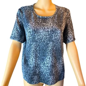 Jennifer Moore 2 Pc. Sweater Set Black White Animal Print Size Large - Picture 1 of 6