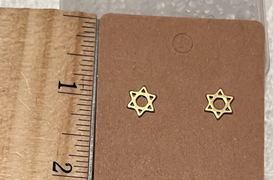 Goldtone Star of David Stainless Steel 9.5x8mm  Stud  Earrings New - Image 1 of 2