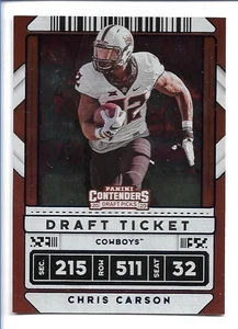 Chris Carson 2020 Panini Contenders Draft Picks Draft Ticket Blue Foil #14 - Picture 1 of 2
