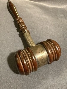 Antique Masonic Lodge Engraved Silver Band & Wooden Dedication Meeting Gavel - Picture 1 of 12