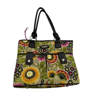 Spartina 449 Daufuskie Island Floral Canvas Leather Structured Market Tote Bag - Bild 1 von 9