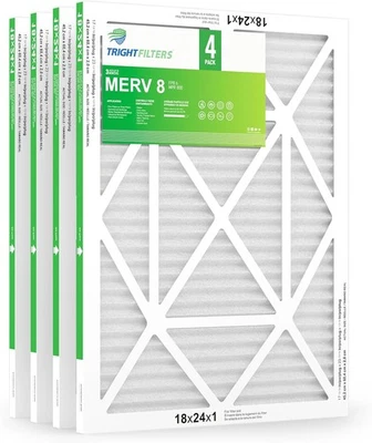 Trightfilters 18x24x1 MERV-8 Air Filter Pleated for Home HVAC AC Furnace - 4pack