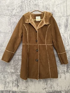Vintage Esprit Coat Womens Size S Brown Faux Fur Jacket Button Up Penny Lane - Picture 1 of 12