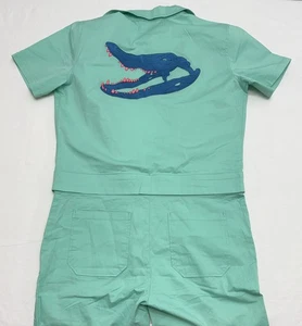 Tuta Gator ricamata nuova con etichette ambsn Modest Mouse Urban Outfitters verde menta M - Foto 1 di 18