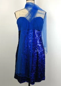 Milano Formals E1672 Royal Blue Sequin Strapless Formal Party Prom Dress 14P NWT - Picture 1 of 12