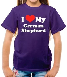 I Love My German Shepherd - Kids T-Shirt - Dog Dogs Pet Owner Vet Puppy - Picture 1 of 12