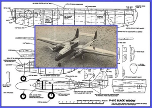 Model Airplane Plans (UC): P-61 Black Widow 34" for Twin .049 Engines - Picture 1 of 4
