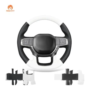 MEWANT Black White Artificial Leather Steering Wheel Cover for Dodge Ram1500 TRX - Imagen 1 de 10