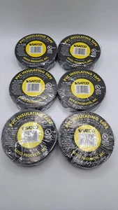 6-Pack Satco 90-1420 Black PVC Insulating Electrical Tape 3/4" x 60' 7 mil - Picture 1 of 1