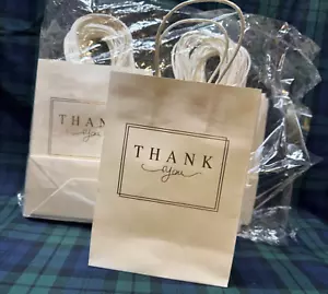 Thank You Paper Bags 50 PCS White Small Size 5.9"x3"x8" Eco-Friendly Kraft Paper - Picture 1 of 6