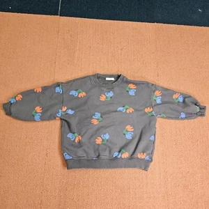 Boneoune Bone Oune Youth Flower Floral Sweatshirt Medium 4-5 Year Gray Korea S9a - Picture 1 of 8
