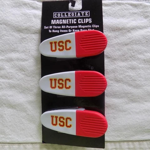 NCAA USC Trojans Magnetic Clips Refrigerator Chips Mail All Purpose 3 Pack New Cover