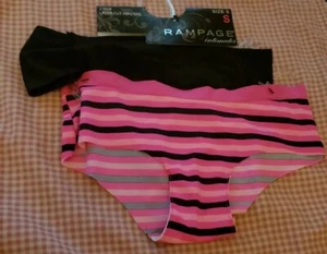 RAMPAGE ~ 2 paia di hipster rosa a righe e neri taglio laser taglia 5/S nuovi con etichette - Foto 1 di 5