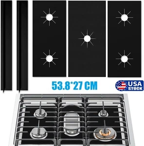 3× Gas Stove top Burner Covers Protector & Silicone Stove Gap Covers Gap Filler - Picture 1 of 15