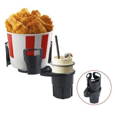 Dual Cup Holder Expander Tray with Phone Holder Adjustable Bottle Bracket Foto 1 de 4