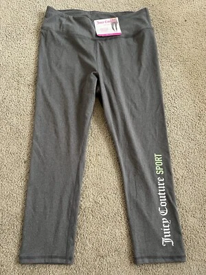 Leggings femininas Juicy Couture Sport GRANDE cinza logotipo flexível costura interna 22” nova com etiquetas - Imagem 1 de 4