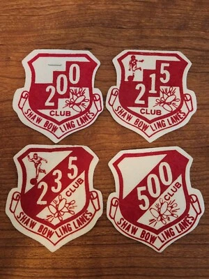 SHAW BOWLING LANES Felt Patches Set Of 4 New! - Image 1 of 4