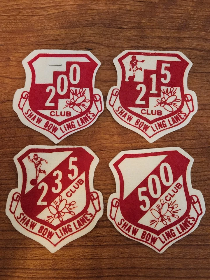 SHAW BOWLING LANES Felt Patches Set Of 4 New! - Image 1 of 4