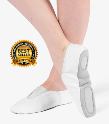 WESTPOLE ZAPATOS DE GIMNASIA CUERO BLANCO TRAMPOLÍN BÓVEDA ENTRENAMIENTO BOMBAS DE BAILE