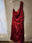 NWT David’s Bridal Apple / Red One Shoulder Dress Size 24