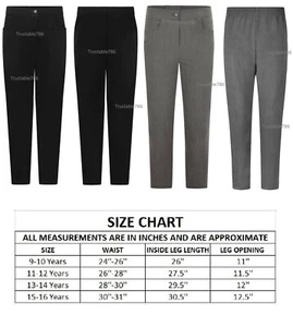 Girls Slim Fit Smart Look Half Elasticated Waist School Uniform Trouser UK Made - Picture 1 of 7