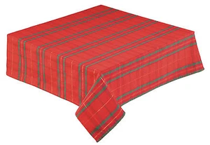 Christmas Tartan Plaid Tablecloth in Red, Gold and Green, Easy care, Non iron. - Picture 1 of 14