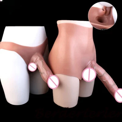 10Styles Large Strapon Hollow Silicone Male Penis Sleeve Pants Delay Ejaculation - Image 1 of 4