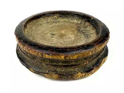 Antique Hand Carved Wooden Bowl Grinding Base Spinning Tool Ethnographic - Image 1 of 4