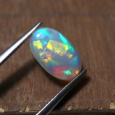 2.3 Cts 13.9x8.6 MM Natural AAA Green Yellow Blue Fire Ethiopian Opal Cabochon - Image 1 of 4