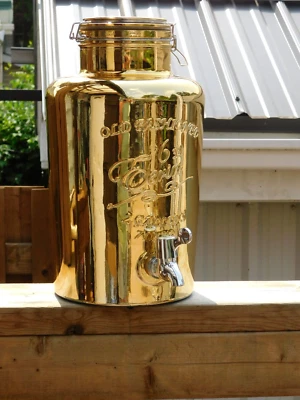 OLD FASHIONED DRINK DISPENSER PARTY LIQUOR PUNCH GOLD COLOR PC SPIGOT Foto 1 de 4