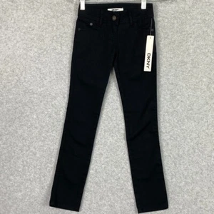DKNY Jeans Girls Youth 7 Black Straight Leg Lightweight Stretch Casual NWT - Picture 1 of 17