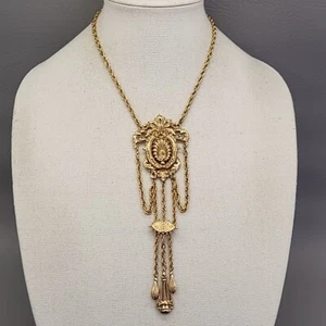 Collar Arthur Pepper De Colección ARTE Lavalier Medallón Tono Dorado Cuerda Cadena Firmado - Imagen 1 de 16
